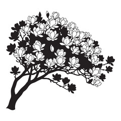 Magnolia Tree Silhouette Vector Illustration