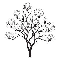 Magnolia Tree Silhouette Vector Illustration
