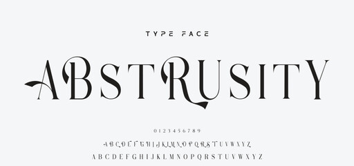 Elegant Font Uppercase and Number. Classic Lettering Minimal Fashion Designs. Typography modern serif fonts regular decorative vintage concept. vector illustration. © Mark