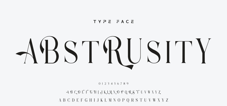Elegant Font Uppercase and Number. Classic Lettering Minimal Fashion Designs. Typography modern serif fonts regular decorative vintage concept. vector illustration.