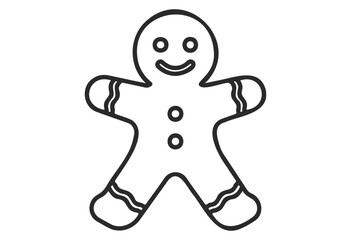 Smiling gingerbread man outline with simple design and decorative details - stock vector