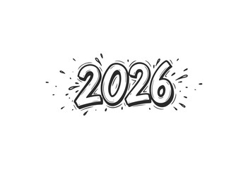 Decorative 2026 typography with splash elements - stock vector