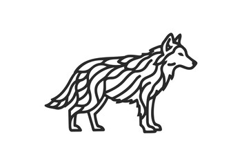 Fototapeta premium Intricate line art of a standing wolf profile with stylized patterns - stock vector