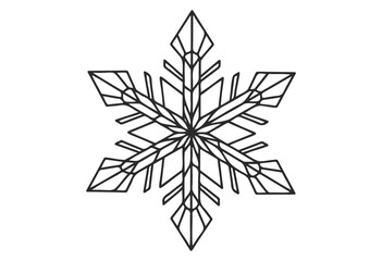 Fototapeta premium Geometric black and white snowflake design with symmetrical patterns - stock vector