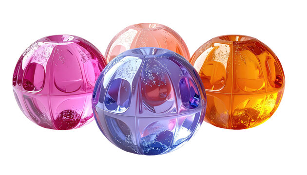Colorful, glossy spheres in a row - Powered by Adobe