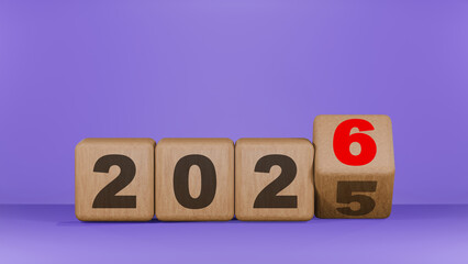 2025 to 2026 New Year Transition Wooden Blocks
