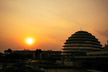 A view of the sunset with the Kigali Skyline
