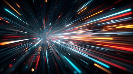 Speed Of Light Abstract Burst Background With Dynamic Energy Motion Lines And Futuristic Perspective
