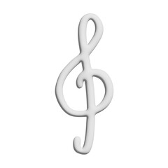 3d treble clef. Hand drawn musical symbol. Single element for print, web, design, decor, logo