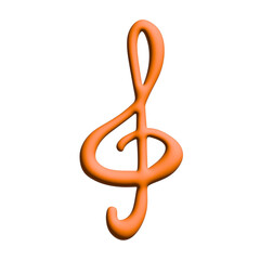 Fototapeta premium 3d treble clef. Hand drawn musical symbol. Single element for print, web, design, decor, logo