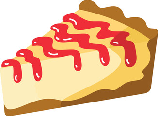Delicious cheesecake slice with strawberry topping dessert vector