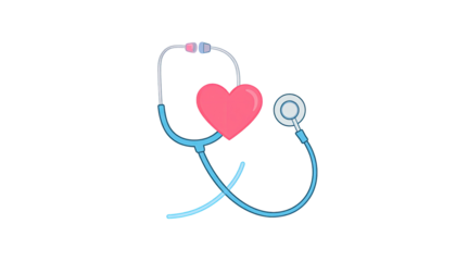 Stethoscope with a heart graphic