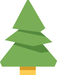 Stylized christmas tree green yellow simple flat design icon vector