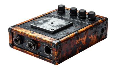 Rusty, metallic audio effect box