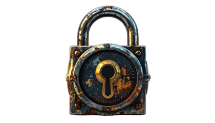 Rusty, ornate padlock