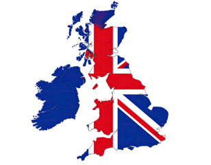 UK map overlaid with Union Jack flag