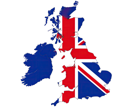 UK map overlaid with Union Jack flag