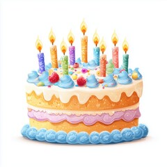 Birthday cake with candles celebration sweet dessert party festive event