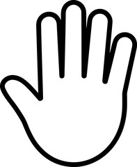 Open hand silhouette simple line art icon symbol vector