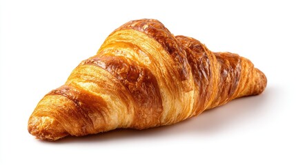 Golden Brown Croissant On White Background