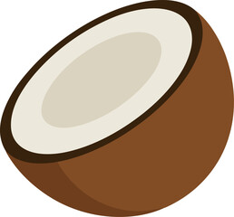 Tropical coconut half delicious healthy food ingredient vector