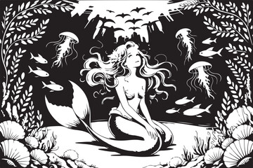 Magical Mermaid Laser Cut Graphic Design Bundle