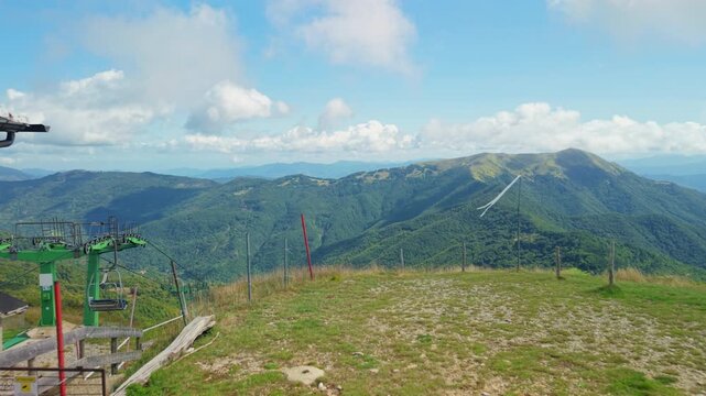 Aerial view, taken by a drone, of the Appennines mountains in the region named of &ldquo;Quattro Province&rdquo; (Four Provinces); is a mountain area between Lombardy, Piedmont, Emilia and Liguria Regions.