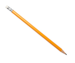 One sharp graphite pencil isolated on white, top view