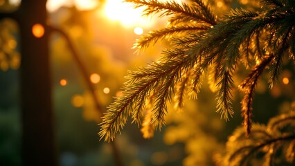 sunset in the forest