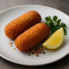 Crispy and Golden Belgian Shrimp Croquettes Served with Fresh Lemon and Parsley