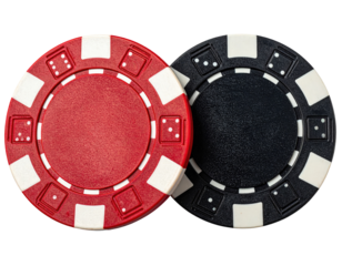 Two poker chips, red and black