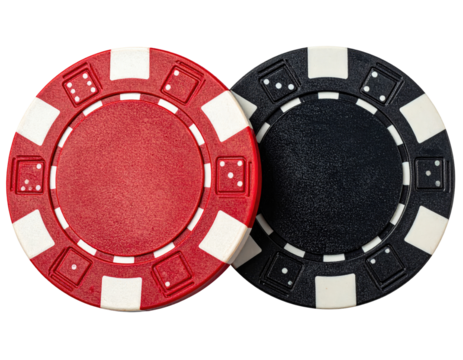 Two poker chips, red and black