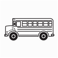 Retro School Bus Logo Vector Design Isolated on White Background