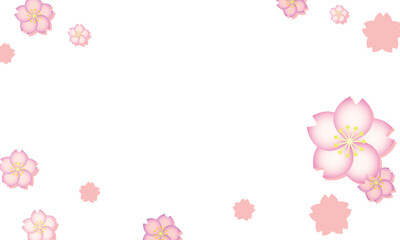 立体的なグラデーションがかったピンクの桜が散らばるフレーム