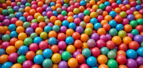 Obraz premium Vivid and colorful array of small plastic balls creating a playful vibrant surface without end