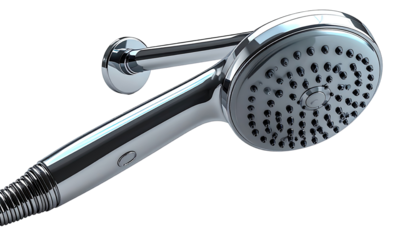 Chrome shower head with adjustable arm