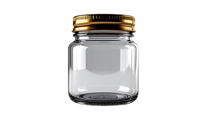 Empty glass jar with gold lid