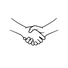 Fototapeta premium A unique and powerful black and white icon of a handshake, where the lines forming the hands are a single, continuous, and unbroken stroke. This design symbolizes an indivisible unity