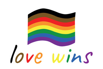 Colorful Gay pride flag Happy pride day LGBTQ community Pride Month Vector hand drawn doodle for posters, stickers, logo, cards