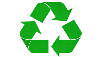 Green recycling symbol on black background (1)