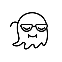 Obraz premium Cool Ghost Emoji With Sunglasses Icon One Line Art