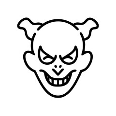 Creepy Evil Clown Face Icon One Line Art