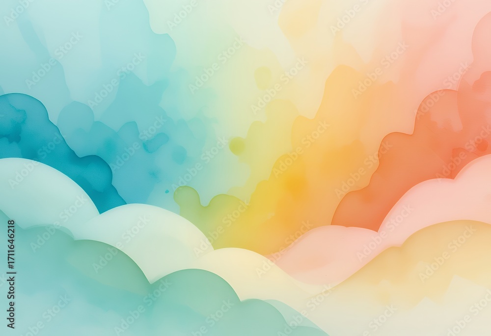Poster soft gradient clouds blending pastel colors creating a dreamy sky scene with smooth transitions