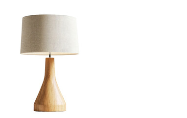 Rustic textured table lamp with patterned shade isolated on transparent background