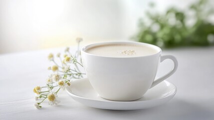 White coffee cup with flowers