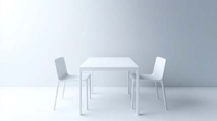 Empty white table chairs modern design