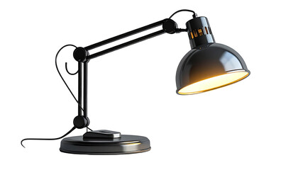 Dark desk lamp, angled perspective