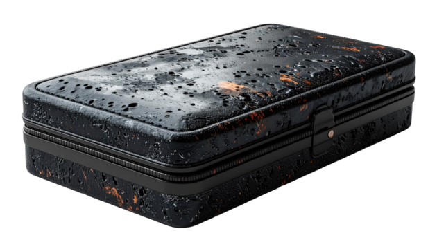 Dark, textured case with water droplets - Powered by Adobe