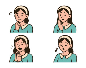 Expression Variation Set of Young Woman with Turban