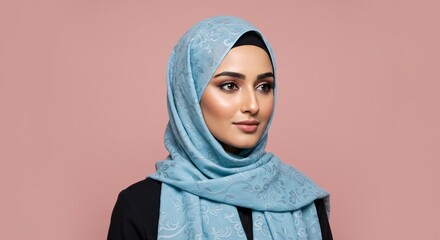 Smiling arab woman portrait. Positive middle eastern woman in hijab concept for identity, culture, and beauty.